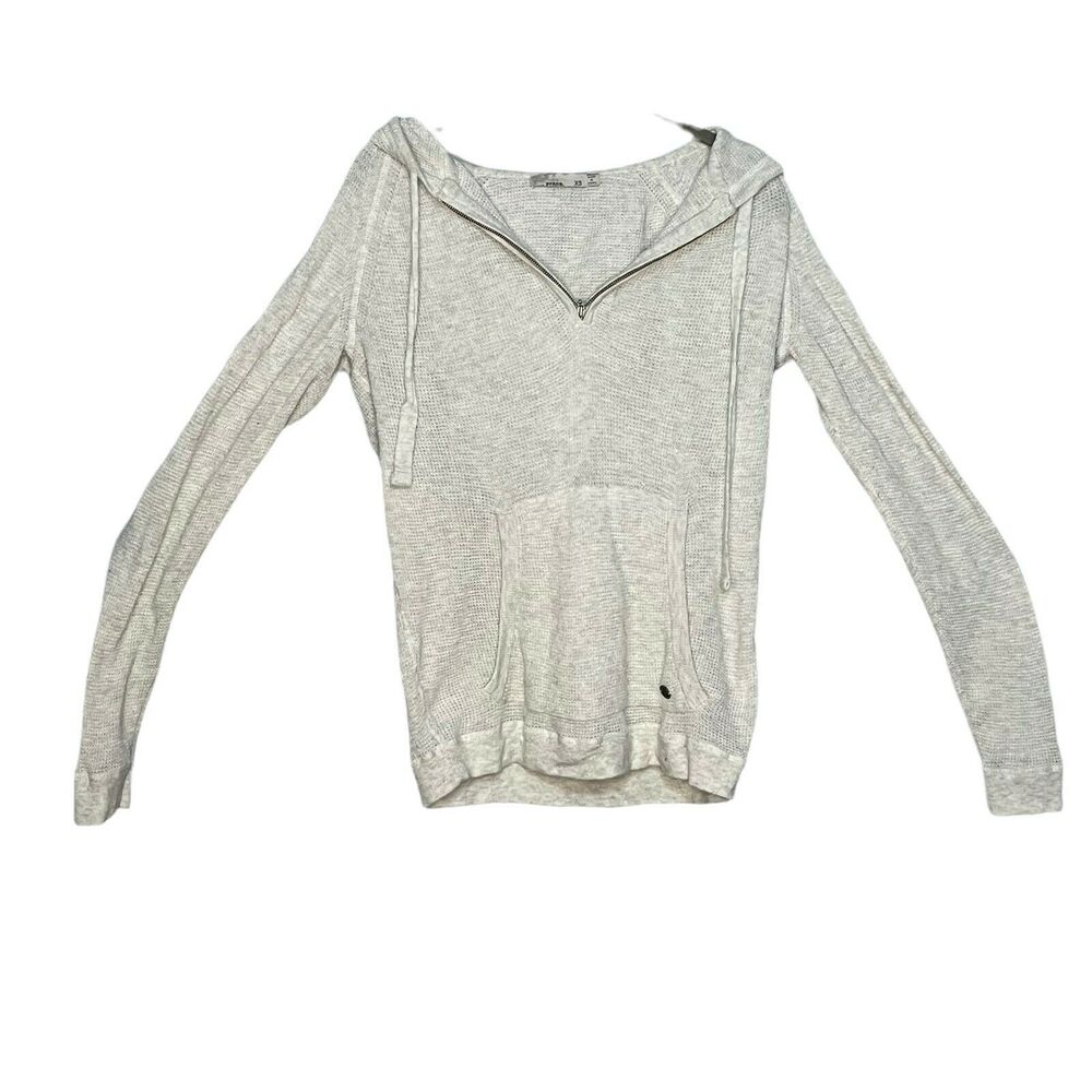 prAna Womens Oatmeal Gray Heathered Long Sleeve Lightweight Pullover Hoodie XS